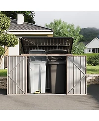 Outdoor Metal Trash Can Storage Shed Garbage Bin Enclosure With Lockable Chain Lid For Secure Waste Management