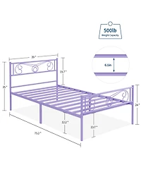 homfan Modern Metal Platform Bed Frame with Headboard and Footboard - Sturdy Steel Slats, Underbed Storage, No Box Spring Needed