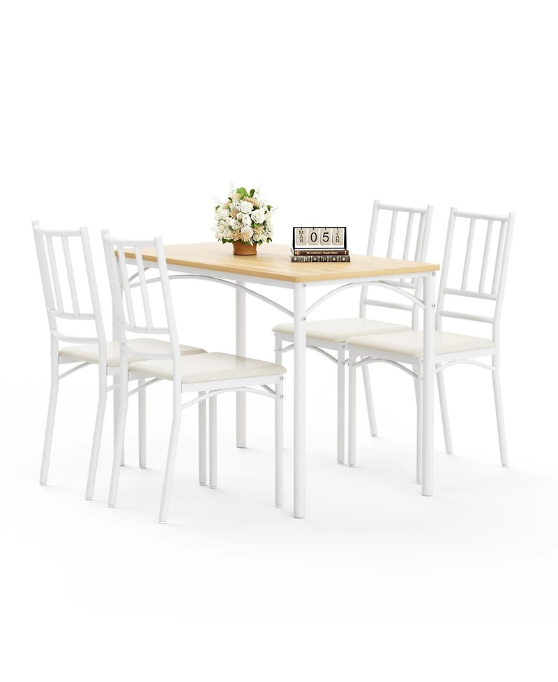 Streamdale Furniture Industrial Dining Table Set with 4 Benches, 43.3 inch