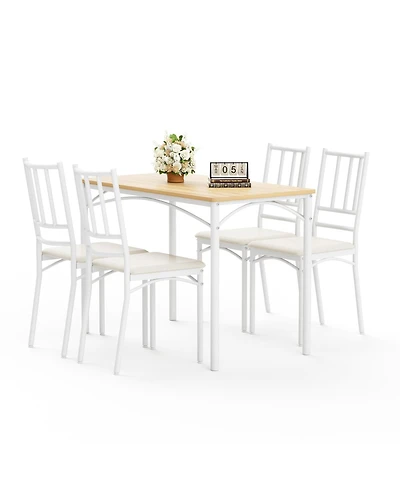 Streamdale Furniture Industrial Dining Table Set with 4 Benches, 43.3 inch