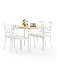 Streamdale Furniture Industrial Dining Table Set with 4 Benches, 43.3 inch