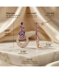 Sterling Silver Open Circle Drop Cubic Zirconia Dangle Earrings