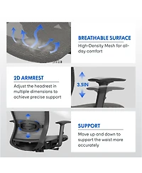 FlexiSpot C3FM Ergonomic Mesh Office Chair – Adjustable Headrest, Lumbar Support, Swivel Desk Chair for Home Office