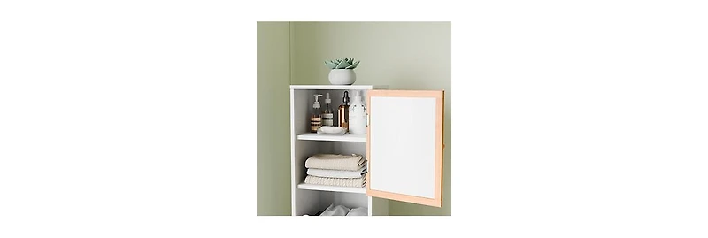 Midola Bathroom Tall Storage Cabinet with Bamboo Slats Door and Elegant Design Easy Assembly for Bathroom