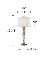 Regency Hill Alyson 32 3/4" Tall Large Traditional End Table Lamps Set of 2 Champagne Mercury Glass Living Room Bedroom Bedside