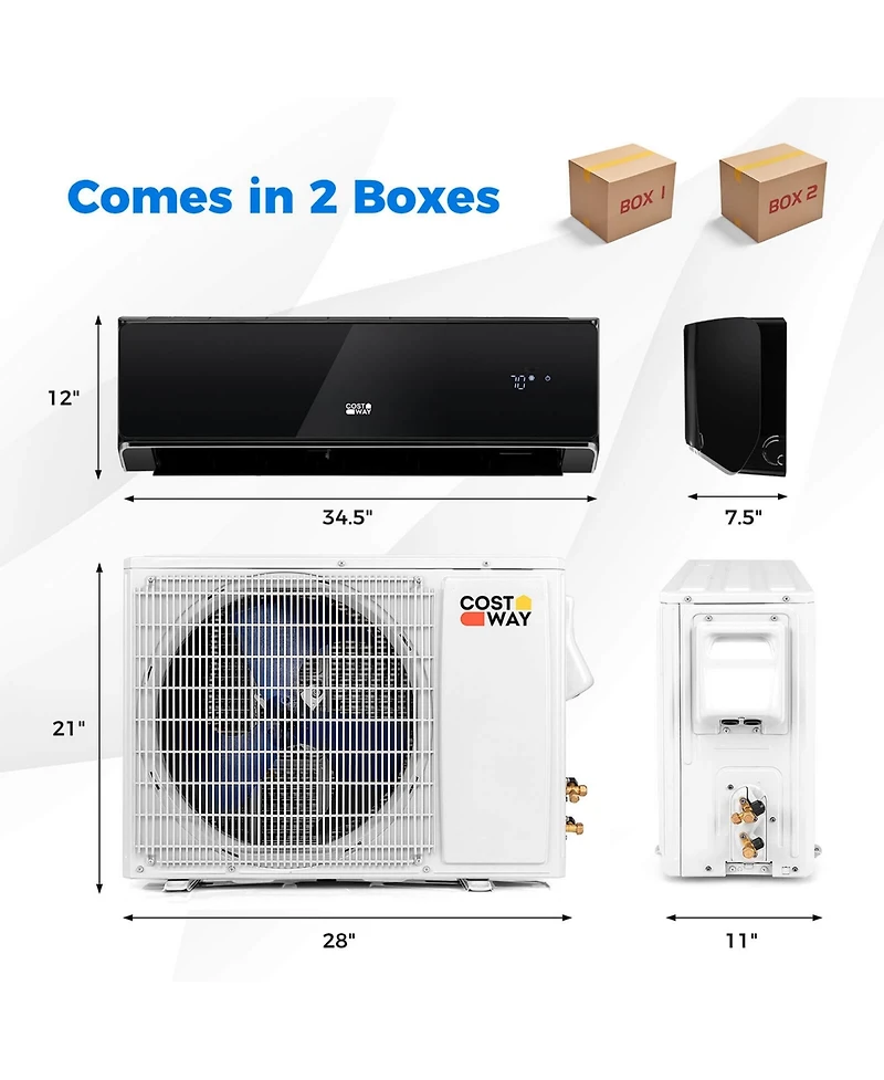 Costway Btu Wifi Enabled Mini Split Air Conditioner and Heater with Heat Pump