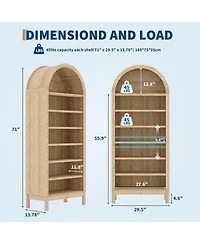 homfan Modern Arched 7-Tier Shoe Cabinet, Freestanding Entryway Storage Bench with Shelves, Curved Space-Saving Design for Bedroom, Living Room