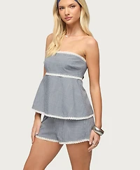 Edikted Women's Ellie Lacey Ginghman Strapless Top