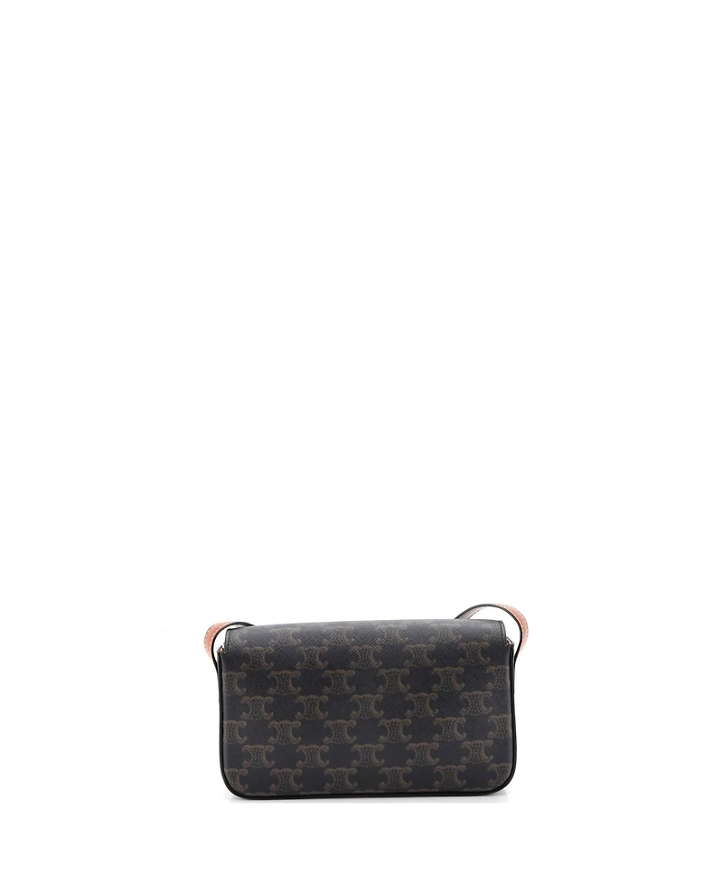 Pre-Owned Celine Triomphe East-West Shoulder Bag Triomphe Coated Canvas