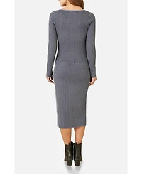 Yumi Women's Rib Knit Midi Skirt Stretch and Cozy