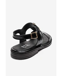 Forever & Always Shoes Women's Auren Leather Buckle Sandal