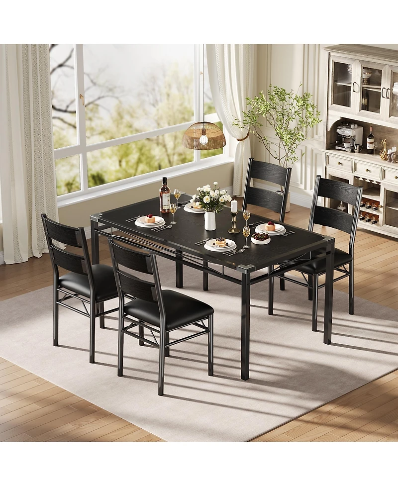 gaomon Dining Table Set for 4 with Upholstered Chairs, Dining Room Table Set for 4, for Kitchen, Apartment