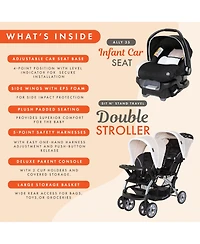 Baby Trend Sit N Stand Travel Double Baby Stroller and Car Seat Combo, Khaki