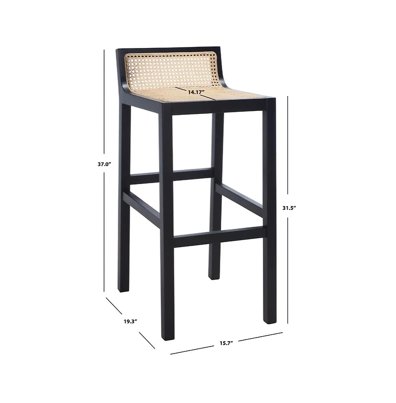 Safavieh Saito Low Back Cane Bar Stool