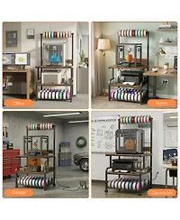 Aheaplus Large Printer Stand with 4-Tier Storage and Charging Station, 3D Printer Table with Filament Storgae and Rolling