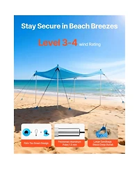 Cozito Beach Tent Sun Shelter 10 x 10 feet with 8 Sandbags and Stability Poles