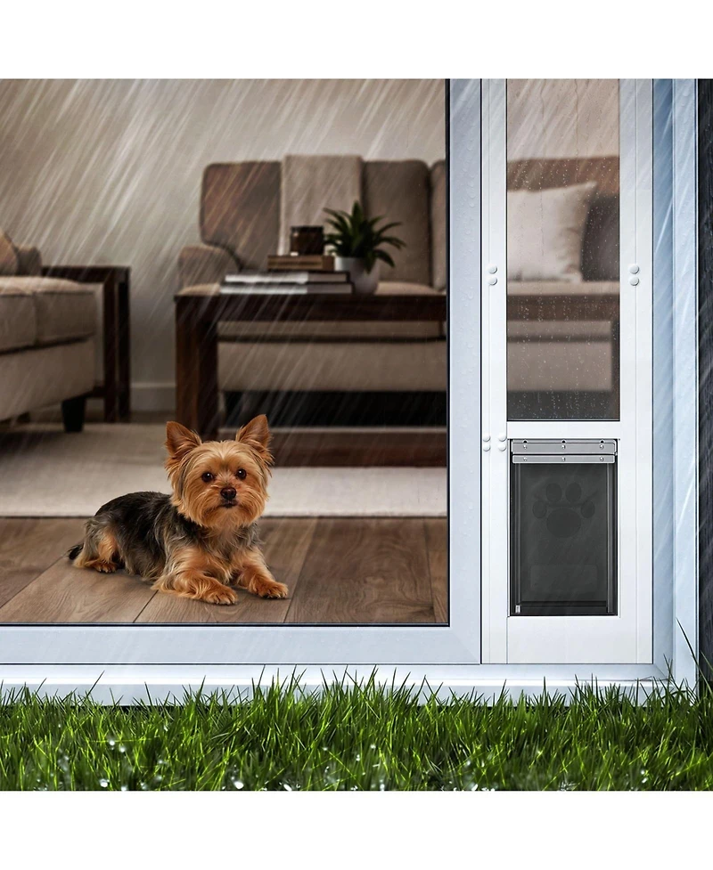 Cozito Dog Door for Sliding Glass Door Adjustable Height Small Flap with Rotating Hinge