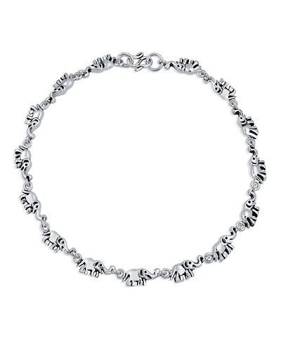 Bling Jewelry Lucky Caravan of Elephants Anklet Charm Ankle Bracelet Bali Style Oxidized Sterling Silver 10 Inch