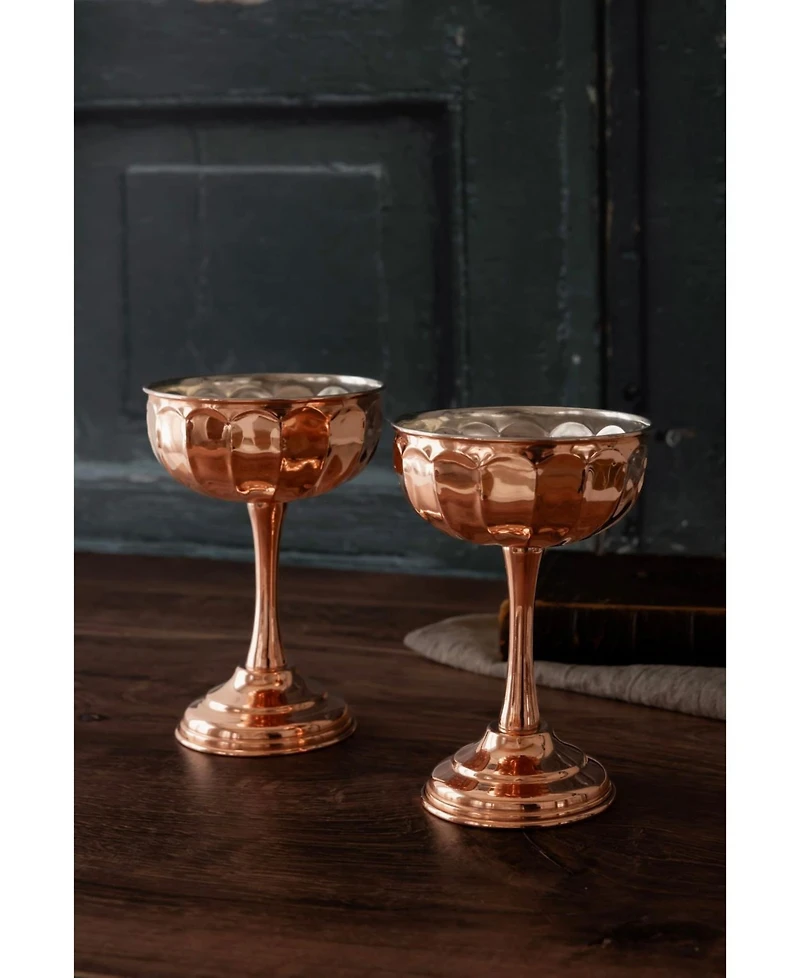 Coppermill Kitchen, Vintage-Inspired Copper Coupe Glasses | Set of 2 | Tin-Lined, 6.25"