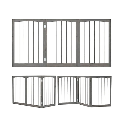 Ruie 30 in Foldable Wooden Pet Fence with 3 Rotating Panels Indoor Room Divider