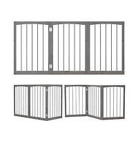 Ruie 30 in Foldable Wooden Pet Fence with 3 Rotating Panels Indoor Room Divider