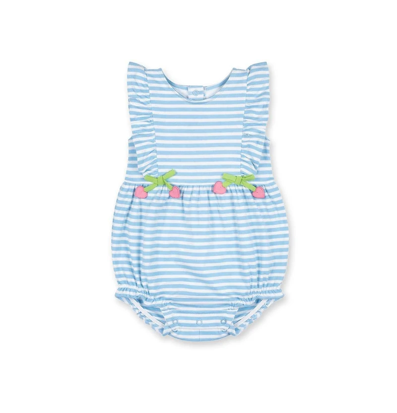 Florence Eiseman Baby Girl Stripe Knit Romper With Heart Cherries