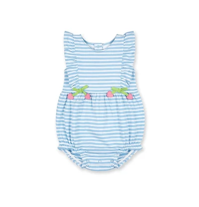 Florence Eiseman Baby Girl Stripe Knit Romper With Heart Cherries