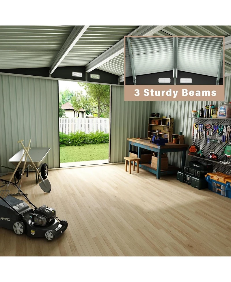 GarveeLife Outdoor Metal Yard Garden Shed Kit With Lockable Door Air Vent And Utility Storage For Backyard Garden Patio Lawn