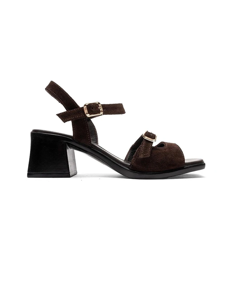 Forever & Always Shoes Women's Yolen Leather Block Heel Sandal