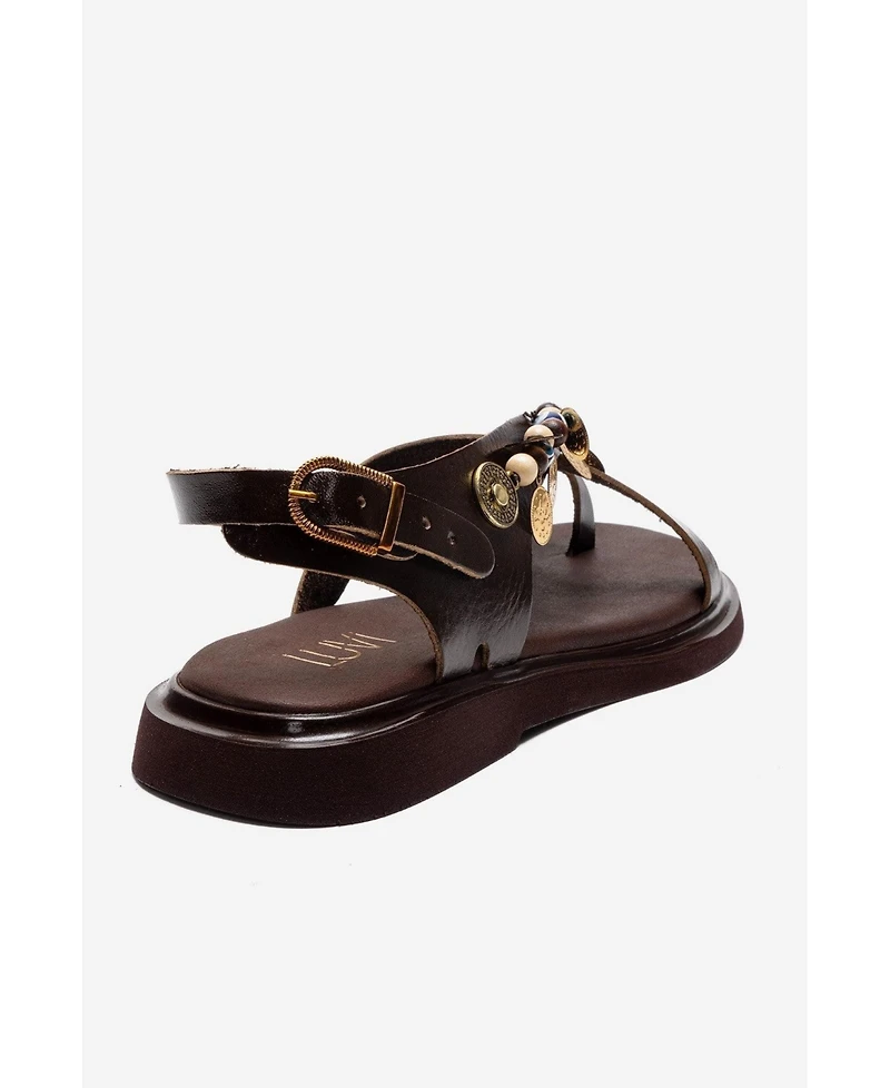 Forever & Always Shoes Women's Hush Leather Beaded Sandal