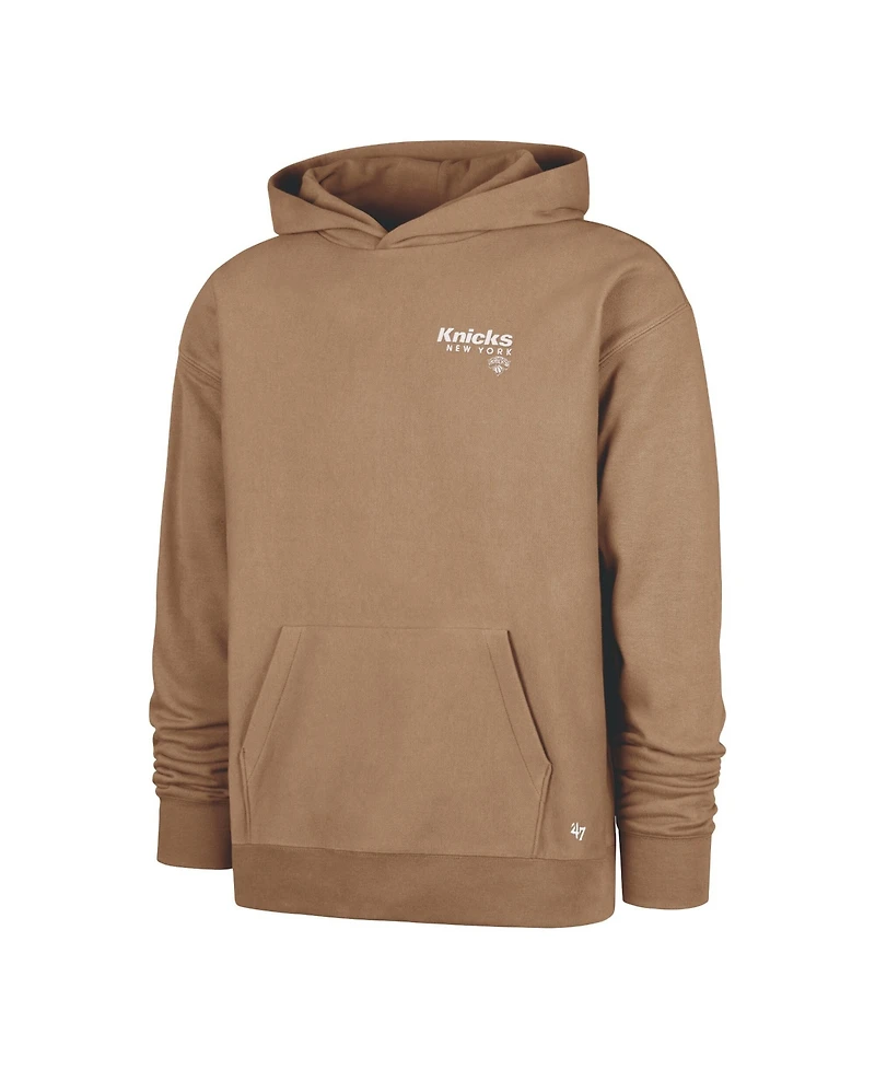 '47 Brand Men's Khaki New York Knicks Triple Double Foundation Premium Hoodie Sweatshirt