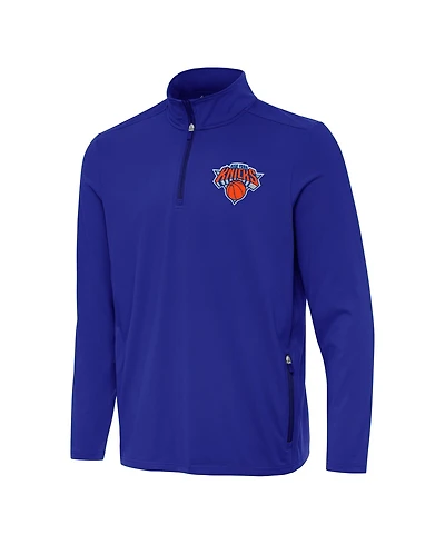 Antigua Men's Royal New York Knicks Perilous Quarter-Zip Sweatshirt