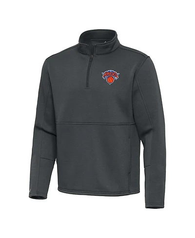 Antigua Men's Pewter New York Knicks Twist Quarter-Zip Pullover Sweatshirt