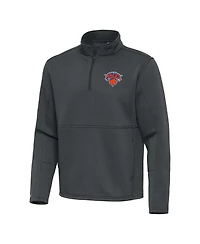 Antigua Men's Pewter New York Knicks Twist Quarter-Zip Pullover Sweatshirt