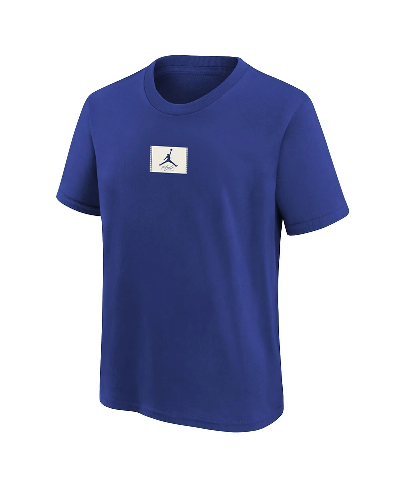 Jordan Big Boys and Girls Royal New York Knicks Courtside Statement 85 T-Shirt
