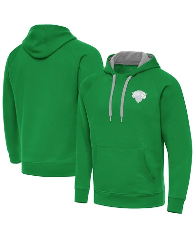 Antigua Men's Kelly Green New York Knicks St. Patrick's Day Victory Raglan Pullover Hoodie