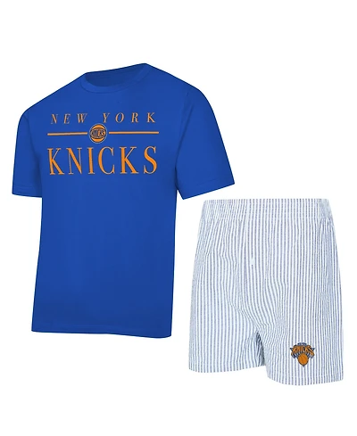 Concepts Sport Women's 2-Piece Blue/White New York Knicks Copeland T-Shirt and Shorts Sleep Set