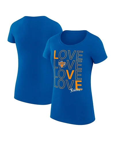 G-iii 4Her by Carl Banks Women's Royal New York Knicks Super-Slim Fit Lightweight Basketball Love T-Shirt