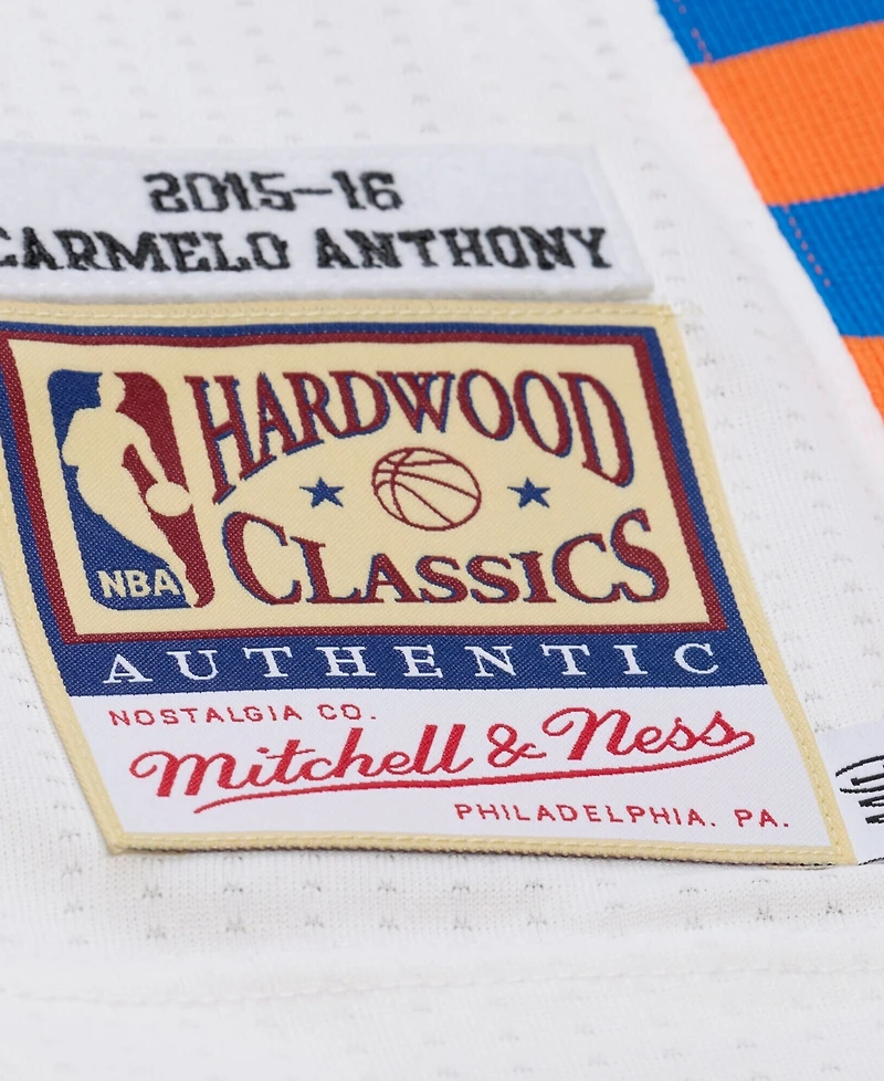 Mitchell & Ness Men's Carmelo Anthony White New York Knicks 2015-16 Hardwood Classics Authentic Jersey