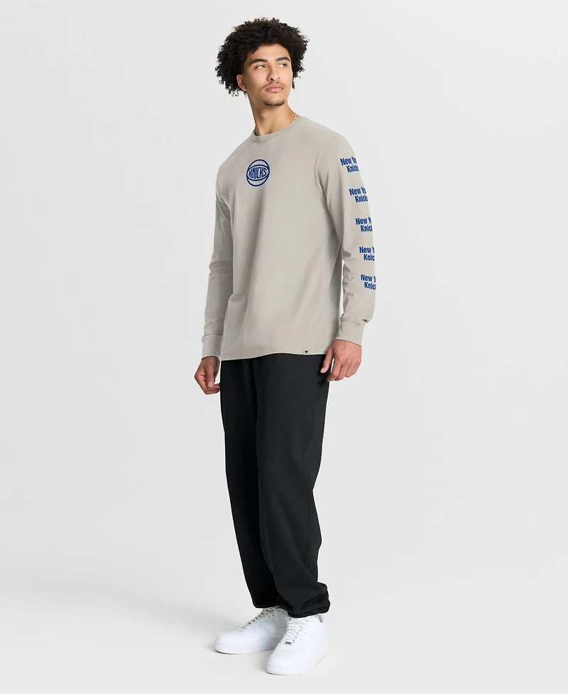 Fanatics Men's Cream New York Knicks Crossover Collection Ball Screen Action Premium Long Sleeve T-Shirt