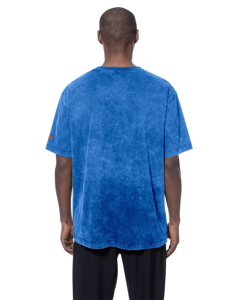 New Era Men's Blue York Knicks Oversized Throwback Collection Mineral Wash T-Shirt