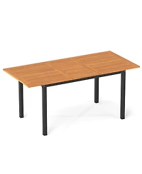 Sugift 4-8 Person Extendable Solid Wood Dining Table with Umbrella Hole