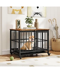 Cozito Foldable Dog Crate Furniture Small with Removable Tray and Lockable Door