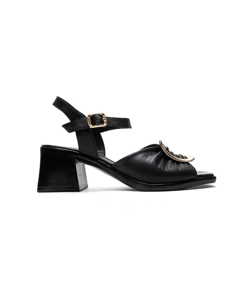 Forever & Always Shoes Women's Asha Leather Block Heel Sandal