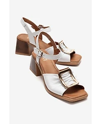 Forever & Always Shoes Women's Asha Leather Block Heel Sandal