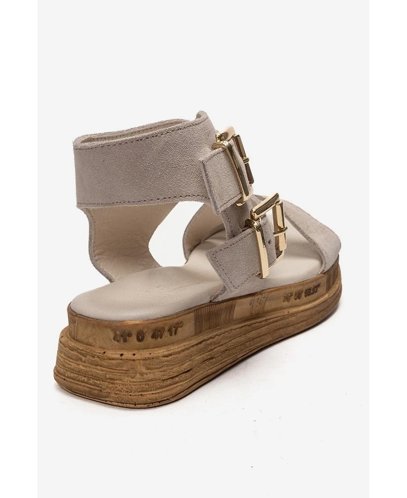 Forever & Always Shoes Women's Lorentis Leather Double Buckle Sandal