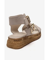 Forever & Always Shoes Women's Lorentis Leather Double Buckle Sandal