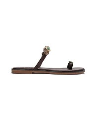 Forever & Always Shoes Women's Martinez Leather Thong Sandal