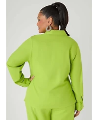 Ashley Stewart Women's Long Sleeved Linen Blend Shirt