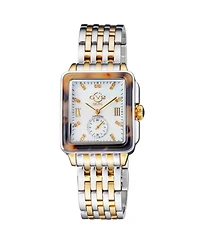 GV2 by Gevril Women's Bari Tortoise Swiss Quartz Diamond Two tone Ipyg/Ss Stainless Steel Bracelet Watch